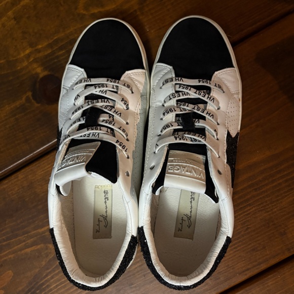 Vintage Havana Women's Gadol Sneakers White with Black Glitter and Suede - Picture 9 of 11